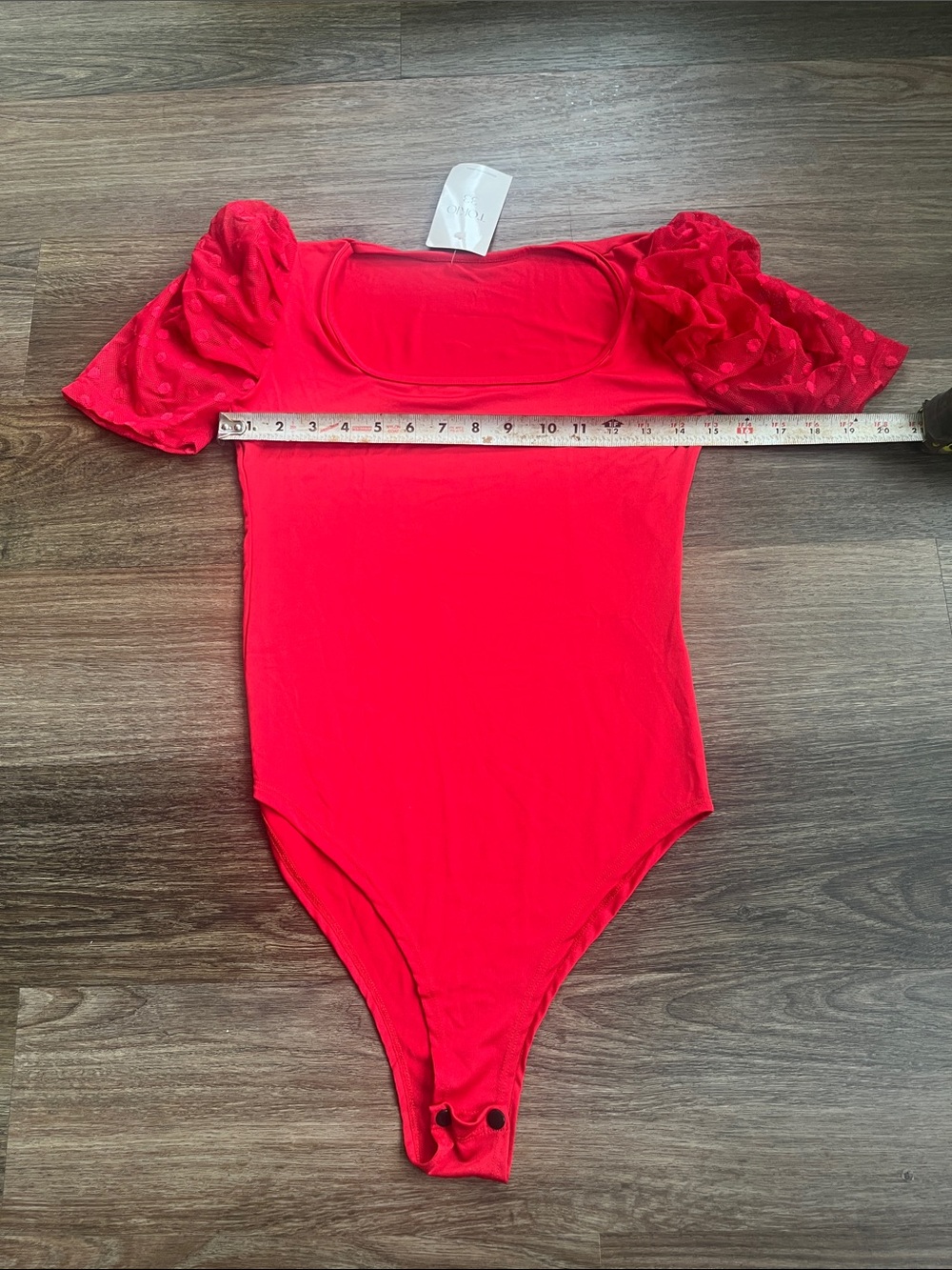 Bright Red Puff-Sleeve Kids Bodysuit